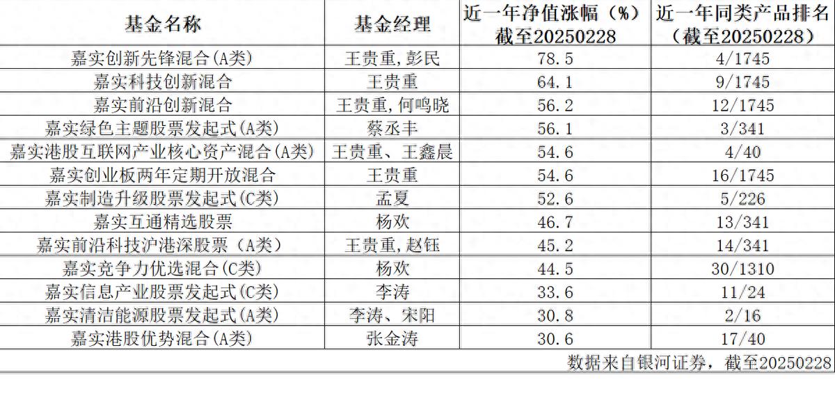 2024年Q4起主动权益基金业绩回暖，嘉实多只产品涨幅居前