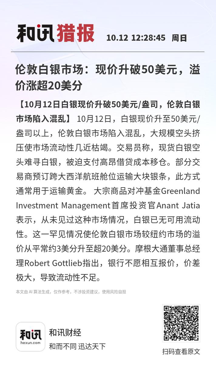 白银价格创历史新高，打破45年纪录，伦敦市场溢价大增